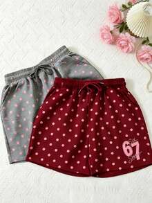 2 Packs Women's Solid-Color Casual Athletic Shorts - Elastic Waist, Drawstring, Pockets, Loungewear & Sleepwear - Multicolor - View 1