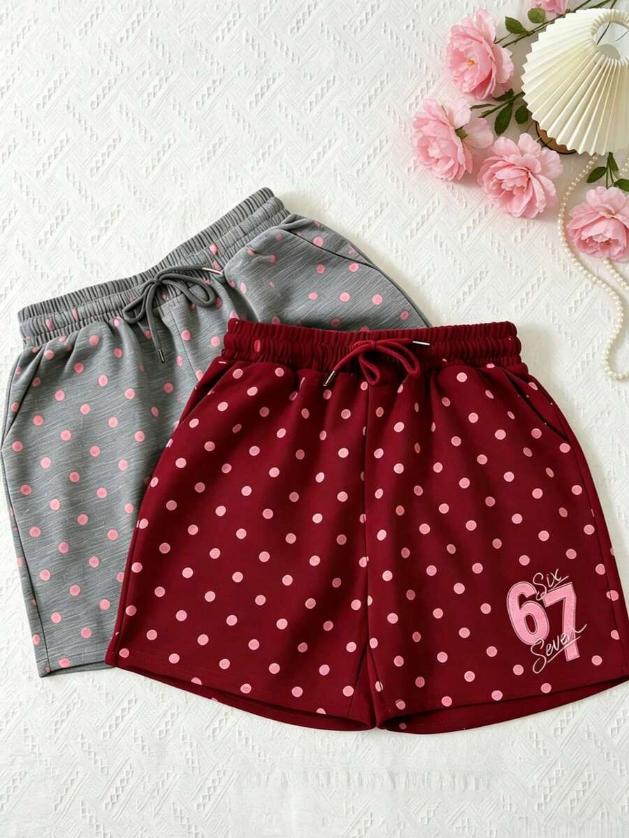 2 Packs Women's Solid-Color Casual Athletic Shorts - Elastic Waist, Drawstring, Pockets, Loungewear & Sleepwear - Multicolor - View 1