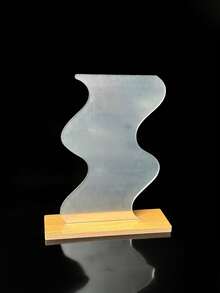 1pc Asymmetrical S-Shaped Wavy Mirror Acrylic Nail Art Display Color Card With Solid Wood Base, Reflective Display Board For Nail Salon Press-On Nails Photography - Multicolor - View 9