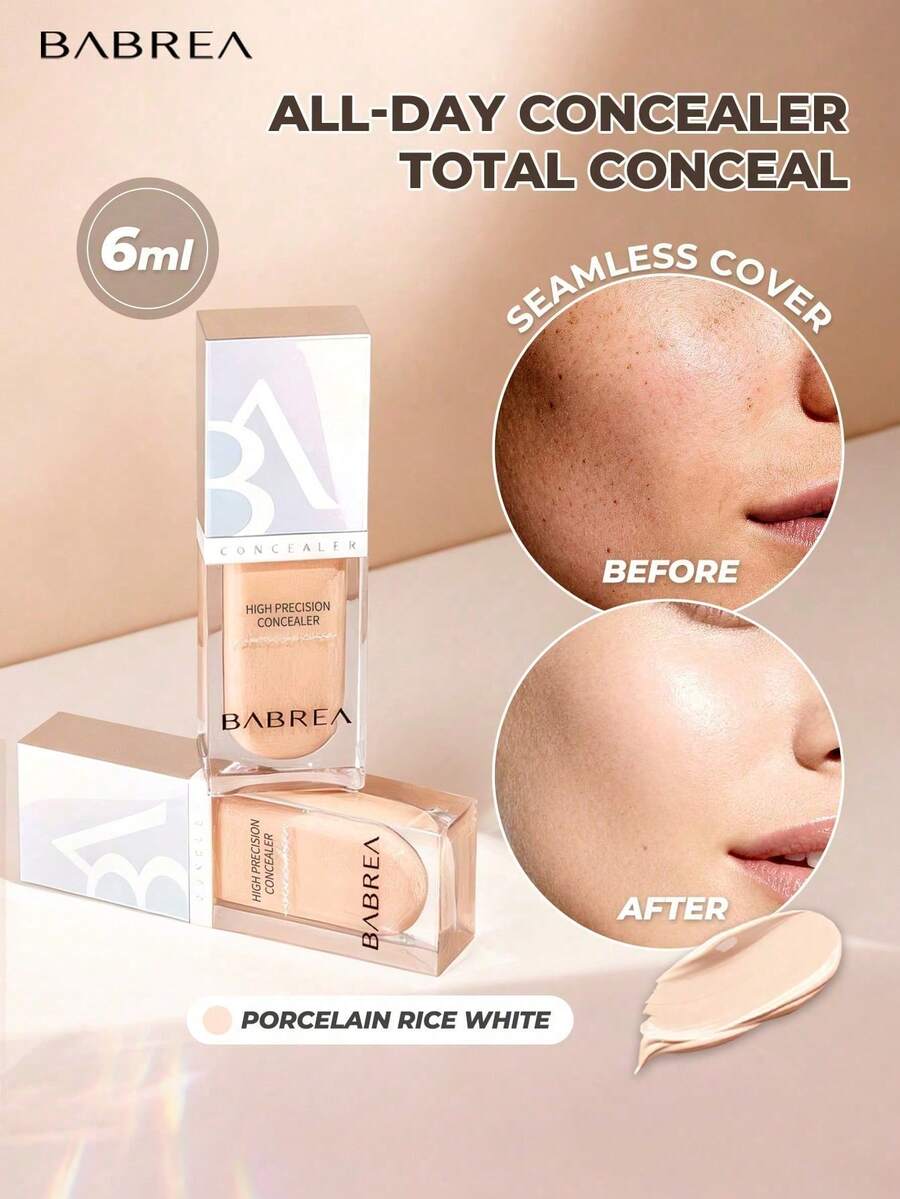 BABREA Concealer Cair, Tekstur Krim, Coverage Penuh, Hasil Akhir Matte untuk Area Bawah Mata, Lingkaran Hitam, Garis Halus, Kemerahan & Noda, Tahan Lama - 13. Beige Porselen (Cocok untuk kulit cerah) - View 1