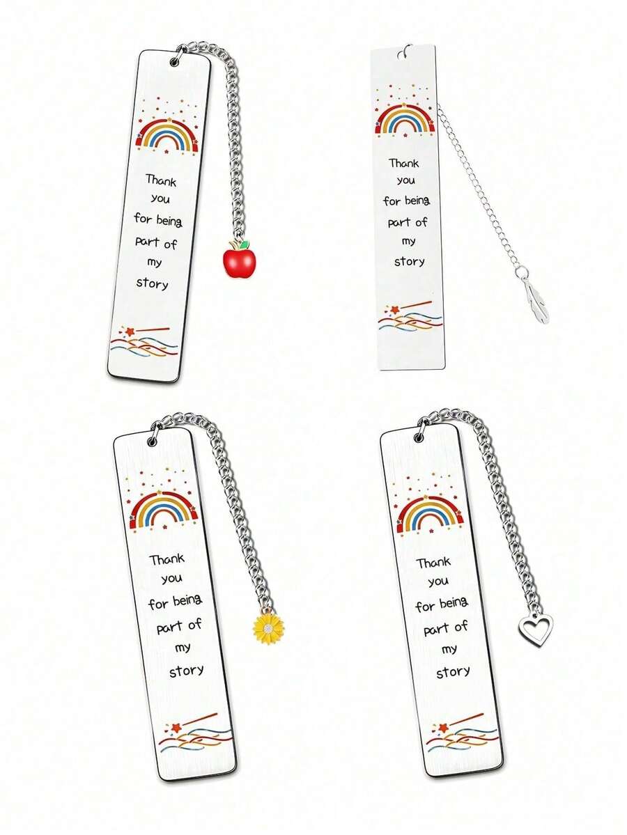1pc Colorful Stainless Steel Engraved Bookmark, Ideal Graduation Season & Teacher's Day Gift For Teachers, Mentors And Classmates - Multicolor - View 1