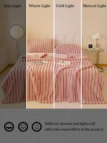 1 buah Selimut Bergaris Pink Super Lembut dan Hangat - Bahan Poliester yang Dapat Dicuci dengan Mesin, Pilihan Terbaik untuk Musim Semi dan Gugur, Cocok untuk Semua Musim, Sempurna untuk Sofa dan Tempat Tidur - Berwarna merah muda - View 8