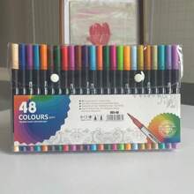 120/100/80/60/48/36/24/12支雙頭彩色筆套裝，防水大容量，可水洗軟頭，多套可選，無需浸紙即可繪畫，DIY塗鴉筆，精美禮物，開學季適用 - 雙頭馬克筆 - 查看 12
