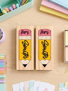 1pc Personalized Dry Eraser,Custom Text,Teacher Christmas Gift, Teacher Appreciation Gift, Back To School Gift, End Of School Year Gift - Multicolor - View 5