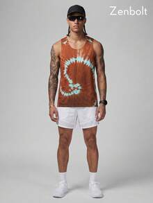 Camiseta sin mangas deportiva de cuello redondo con estampado de letras degradadas para hombre Zenbolt - Multicolor - Ver 2