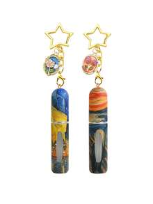 1/2/4pcs Summer Perfume Spray Bottles, Oil Painting Starry Sky Pattern Bottom Filled Perfume Bottles, Metal Flower Pendant Keychain, 5ml Reusable Perfume Decant Tool, Summer Travel Essential Perfume Decant Bottle, Girls Holiday Gift, Mini Perfume - View 13