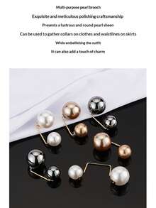 Faux Pearl Brooches, Waist Tightening Pins For Dresses Pants, Anti-Gap Neckline Fastener Buttons, Decorative Clothing Accessories For Women - Multicolor - View 3