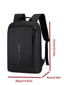 Cross-Border Lightweight Fashion Versatile Student Backpack Minimalist Solid Color Laptop Backpack Exhibition Gift Backpack Expandable Design Premium Feel Backpack Outdoor Casual Travel Sports Commute Men's Backpack - Black - View 3