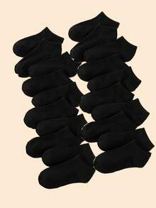 6 Pares De Calcetines De Barco Negros Sencillos Y De Moda - Negro - Ver 5