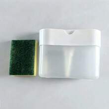 1 Set Kitchen Soap Dispenser - Easy To Refill Liquid, With Sponge Brush Holder, Transparent Design - A - View 11