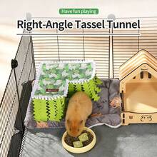 ITANDME Right-Angle Guinea Pig Hideout Guinea Pig Tassel Tunnel-Reinforced Top Prevents Collapse; Top Is Removable For Cleaning; Small Animal Tunnel With Curtains - View 9