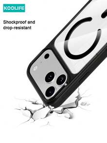 KOOLIFE Black Semi-Transparent MagSafe Phone Case, Anti-Oxidation Anti-Yellowing PC+TPU Shock-Absorbing Frame, Luxury Minimalist Fashion Design, Anti-Drop Camera Protection, Wireless Charging Back Cover, Compatible With Iphone 18 Pro/18 Pro Max/17/17 Pro/17 Pro Max - Transparent Black - View 6