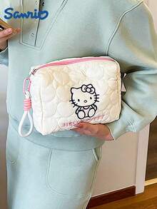 SANRIO 1 pieza Bolsa de almacenamiento de gran capacidad con licencia oficial de   , bolsa de maquillaje suave y transpirable, organizador de cosméticos multifuncional, bolsa de aseo, organizador de accesorios, bolsa de almacenamiento para viajes, adecuada para organización del hogar y viajes, estilo de dibujos animados lindo, regalo de cumpleaños y festividades para mujeres, novias, fans - Multicolor - Ver 5