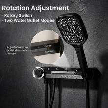 High-Pressure 3-In-1 Wall-Mounted & Handheld Shower System - 3 Spray Modes (Rain, Massage, Pulse) - Black - View 4