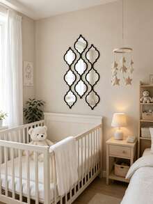 Geometric Wall Mirror Decor, Black Metal Frame, Modern Art Hanging Mirror, Suitable For Nursery, Children's Room Wall Decoration - Black - View 4