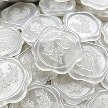 25入透明尤加利花紋蠟封貼紙，自黏式蠟封貼紙，適用於禮物、婚禮邀請函、信封封口 - 尤加利 - 查看 2