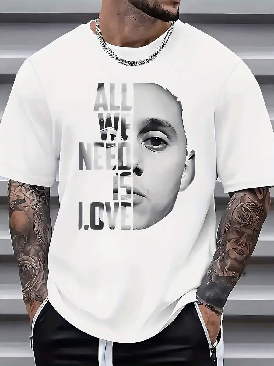 Camiseta elegante casual para hombre, cuello redondo manga corta, diseño sencillo y moderno para todas las ocasiones - Blanco - Ver 1