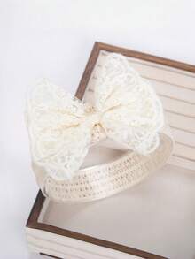 Baby Infant Lace Elastic Headband, Princess Hair Accessories For Summer - Beige - View 4