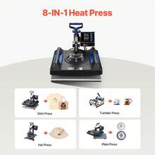 8-In-1 Heat Press Machine, 380 X 380 Mm Heat Press, Digital Control, Multifunction, For T-Shirts, Caps, Mugs, Plates, Blue - 查看 2