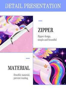 2/3PCS Funda nórdica de unicornio arcoíris galaxia púrpura, ropa de cama infantil de poliéster con cremallera estilo cuento de hadas, juego de cama suave y lavable para dormitorio de niñas & regalo de cumpleaños para todas las estaciones - Multicolor - Ver 6