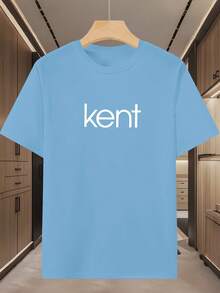 Fashionable Men's T-Shirt With Print - Sky Blue - View 1