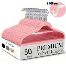 High Quality Velvet Anti-Slip Garment Hangers 100/50/30pcs, Compact Space-Saving Hangers With 360° Spin Hook & Attached Tie Bar, Sturdy Basic Hangers For Wardrobe Organizing, Indoor Stowage, Outdoor Laundry Drying & Garment Retail Display - View 11
