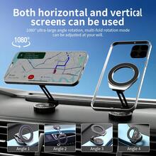 磁吸式車用手機支架，可折疊 360° 旋轉導航架，強磁穩定車用香氛手機支架 - 深灰色 - 查看 2