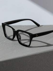 1 Pair Square Frame Glasses, Clear Lenses, Suitable For Reading, Gaming, TV, Computer And Mobile Use, Unisex - Clear - View 6