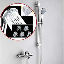 1X Shower Bar Showerhead Base Set, Five Function Showerhead, Wall Mounted Installation - A - Ver 1