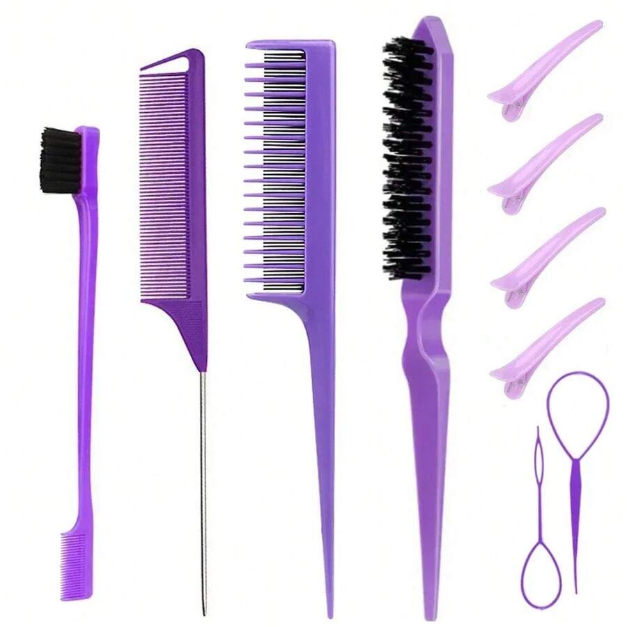 3-10 Pieces, Hair Braiding Tools, High Ponytail Comb, Side Comb, Hair Braiding Tool, Three-Tooth Comb, Hair Styling Tools. - Khaki - View 1