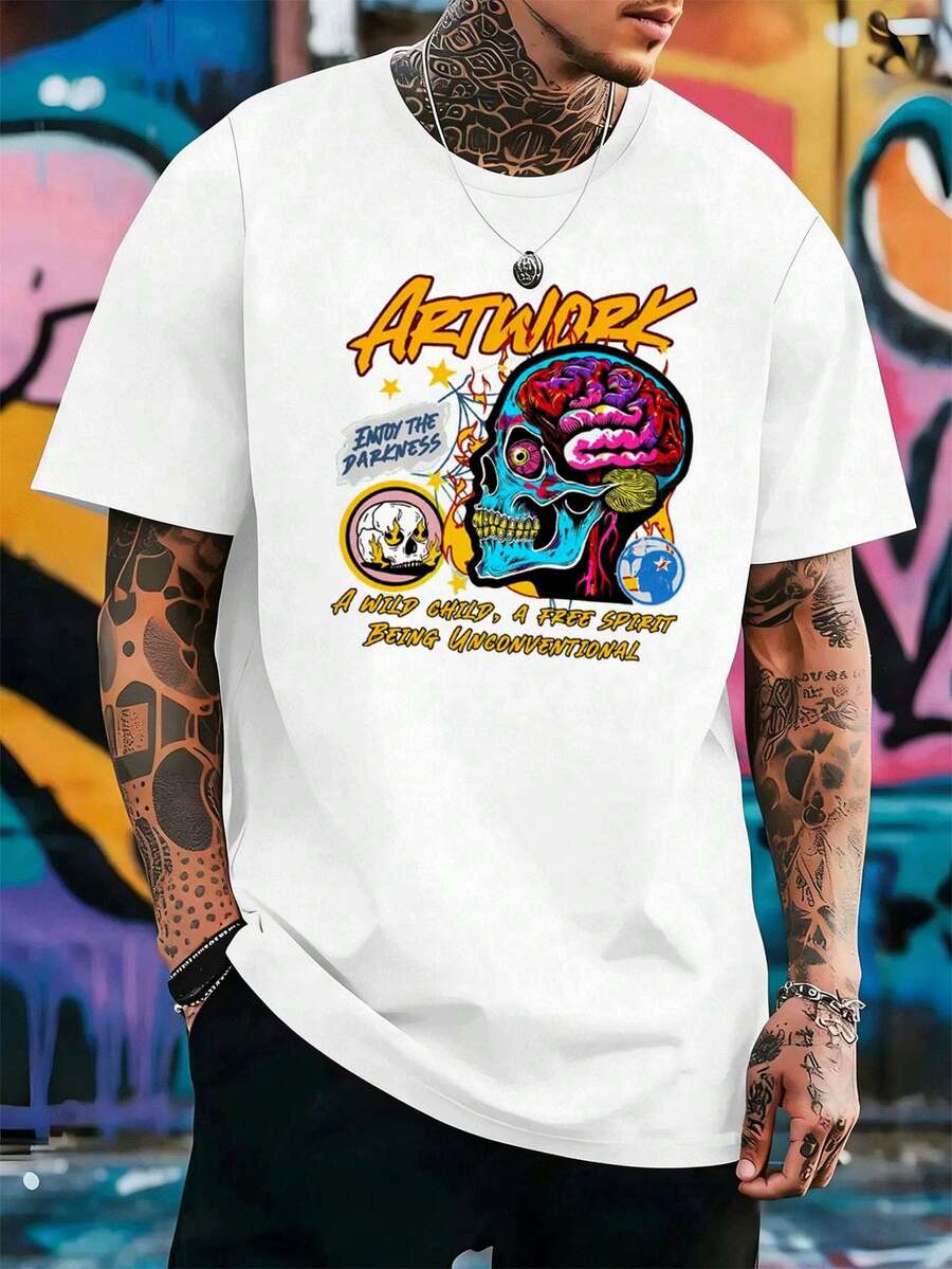 Men Plus Size T-Shirts - White - View 1