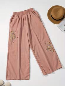 Pantalones Anchos Bordados 889 - Caqui - Ver 9