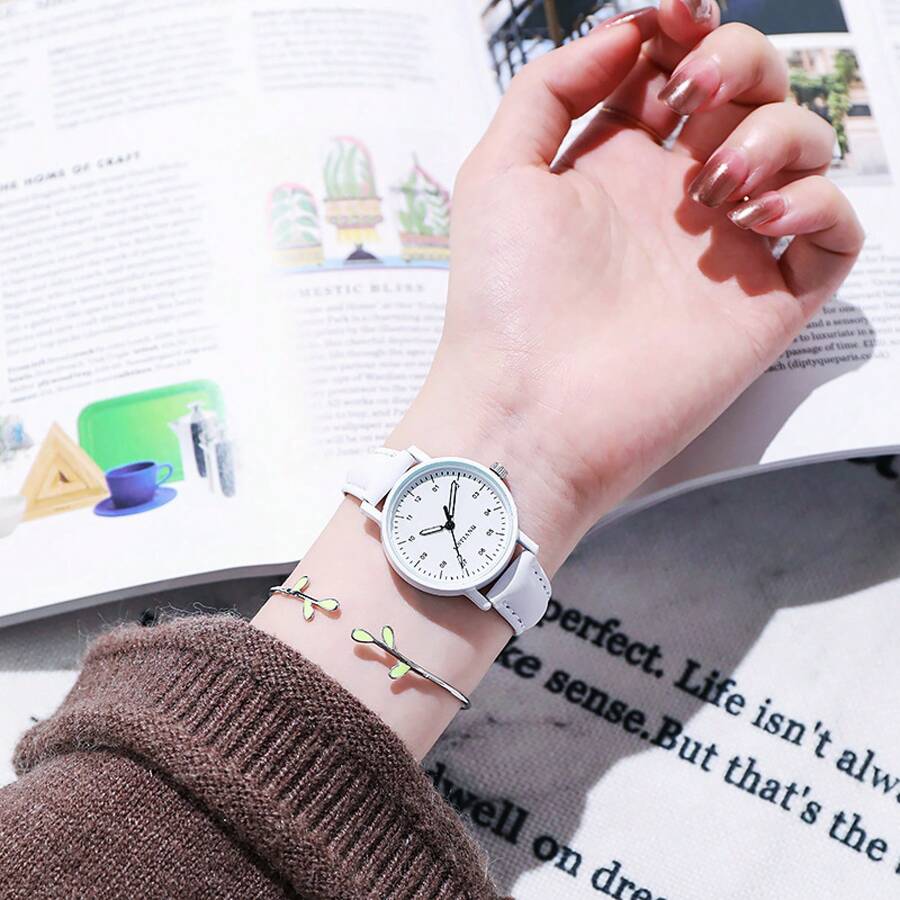 Forest Style Watch For High School Girls, Vintage, Cool, Korean Version, Simple And Elegant. - 白色 - 查看 1