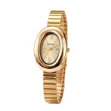 New Women's Watch, Small Gold Watch, Minimalist Southeast Asian Women's Watch, Oval-Shaped Gold Quartz Watch. - 金色 - 查看 9