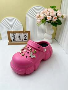 Women's EVA Anti-Slip Soft Thick Sole Sandals With Cartoon Accessories, Suitable For Vacation, Casual Gatherings And All Indoor And Outdoor Occasions, Providing A Fashionable And Comfortable Wearing Experience - Hot Pink - View 8
