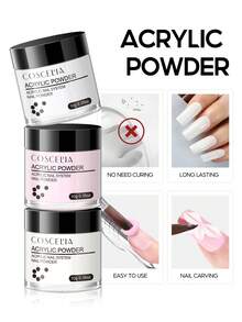 coscelia Beginner Acrylic Nail Set, All-In-One Gel Nail Polish And Glitter Acrylic Powder Set, Includes Acrylic Liquid, White Transparent Powder, Pink Powder, For Nail Extension, Professional Nail Art Tools, Women's Gift - Multicolor - View 2