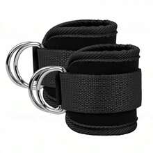 Ankle Straps With Double D-Ring For Gym Workouts Glutes Legs Strength Training Fitness Pink Black Nylon Weight Equipment Weighted Belt Support Sports Safety Abductors - Black - View 9