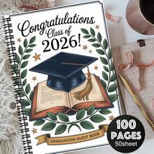 1pc Graduation Guest Book & Message Sign-In Book, With Graduation Cap And Laurel Wreath Design - Diploma Design Pages For Classmates And Alumni To Sign And Leave Messages - Graduation Party Ceremony Commemorative Gift Book - E - View 6