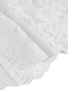 ii 女款復古蕾絲刺繡袖口優雅襯衫 白色 - 白色 - 查看 6