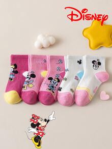 Disney 10/5/1雙正版迪士尼襪子，趣味個性化卡通可愛多色提花迪士尼系列條紋字母蝴蝶結圖案兒童襪，中筒襪，運動襪，四季皆宜，歐美尺寸，舒適透氣耐穿，色彩豐富，適合日常穿著，優質面料，不悶腳 - 彩色 - 查看 13