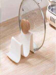1pc PP Material Spoon Rest, Creative Wave Design Kitchen Countertop Spoon Holder - White - View 5