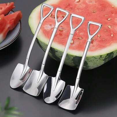 10pcs Dessert Spoon Set, Elegant Paddle-Shaped Teaspoons, Suitable For Coffee, Ice Cream, Fruit, Kitchen Tableware Cutlery