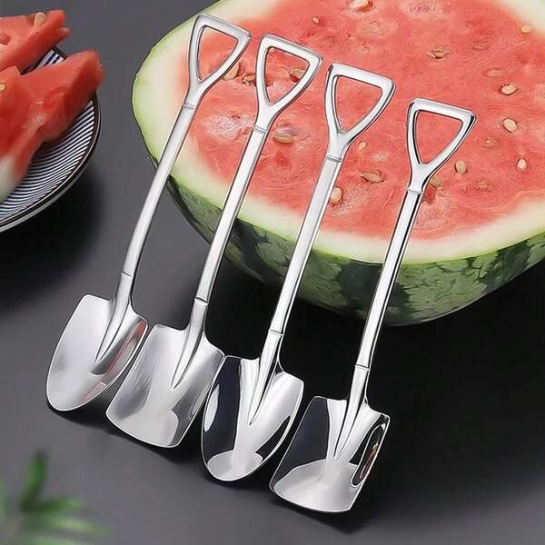 10pcs Dessert Spoon Set, Elegant Paddle-Shaped Teaspoons, Suitable For Coffee, Ice Cream, Fruit, Kitchen Tableware Cutlery