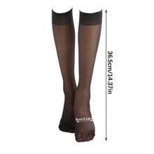 6 Pairs Fashion Solid Black Over-The-Knee Long Stockings, Sexy Transparent, Can Be Paired With Boots/Loafers/High Heels, Suitable For Couples Daily Wear - Multicolor - View 3