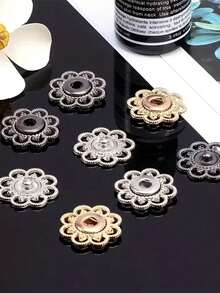 2/12pcs Vintage Gold Hollow Flower Metal Snap Buttons, Durable Smooth Edge Easy To Sew Press Studs, Suitable For Jackets, Coats, Shirts, Sweaters DIY Clothing, Gift For Tailors And Craft Enthusiasts - Multicolor - View 4