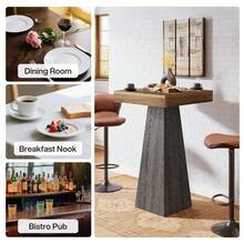 LITTLE TREE Bar Table, 39.96" High Pub Table For Small Space, Home Bar Small Square High Top Unit For Dining, Coffee, Cocktail, Living Room, Kitchen, Vintage Brown & Gray (Only Table) - Màu nâu và xám cổ điển - Xem 7