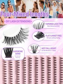 Faux cils en grappes 20D Wispy, légers et moelleux, grappes de cils individuelles DIY, boucle D, longueur mixte 8-16 mm, extensions de cils à bande fine segmentée, volume naturel, faux cils réutilisables, conviennent aux débutants pour le maquillage quotidien, les rendez-vous, les fêtes et les mariages - Voir 6