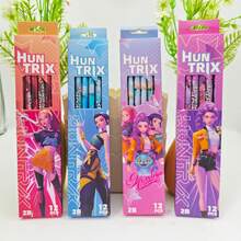 12pcs K-Pop High Quality Graphite Pencil Set, Cute Cartoon Character Print Exam Pencils, Aesthetic Smooth Writing Pencils, Suitable For Homework And Office Documents - Multicolor - View 4