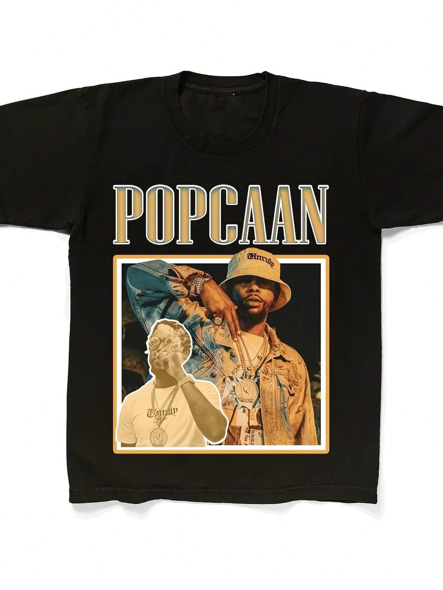 Popcaan Pattern T Shirt,Suitable For Parties And As A Gift,Sizes Start From S To XXXL Optional. - 黑色 - 查看 1
