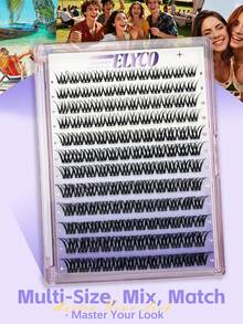 ELYCO 144 Clusters/120 Clusters Segmented Fluffy Eyelash Clusters 0.07mm Thickness 8–16mm Mixed Length False Eyelashes Dense Curly Soft Material Reusable Segmented Design Daily Commute False Eyelashes - D - View 8